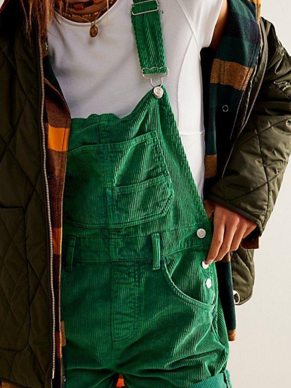 Free People Ziggy Corduroy Overalls Green M
